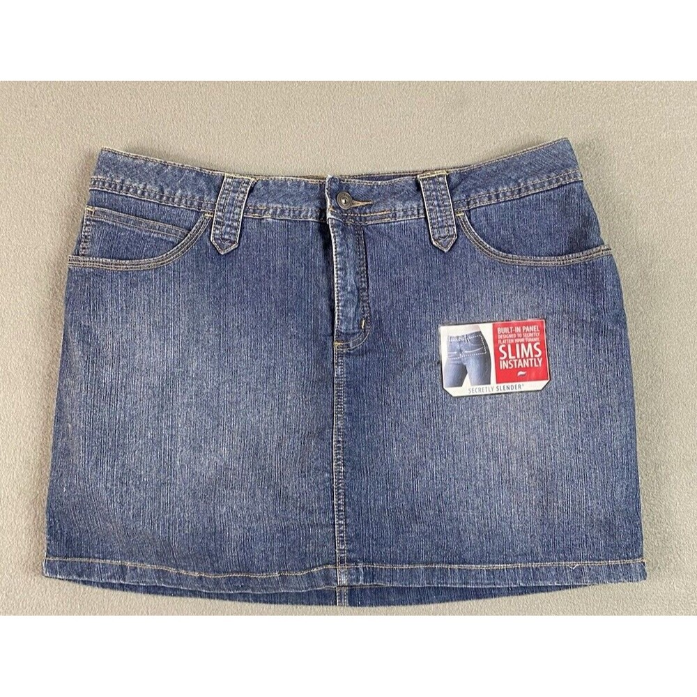 NEW St Johns Bay Denim Skort Size 16P Blue Dark Wash Jean Skort Stretch 36 Waist